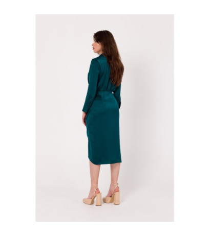 K172 Dress with envelope neckline and collar - green