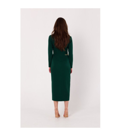 K178 Dress with asymmetrical neckline - bottle green