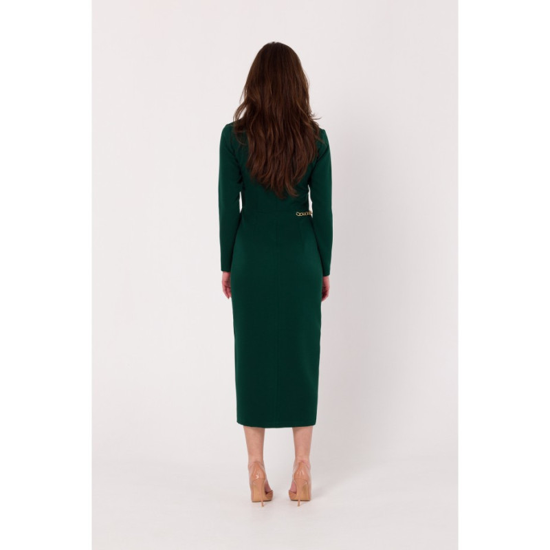 K178 Dress with asymmetrical neckline - bottle green