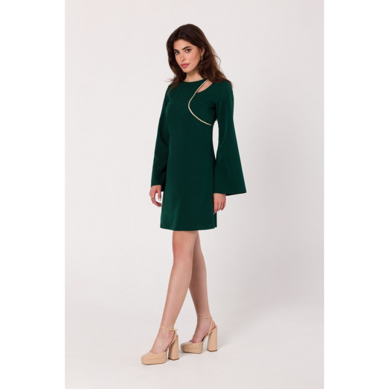 K181 Dress with teardrop neckline - bottle green