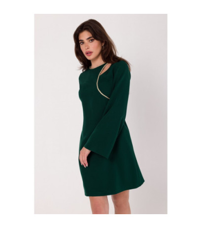 K181 Dress with teardrop neckline - bottle green