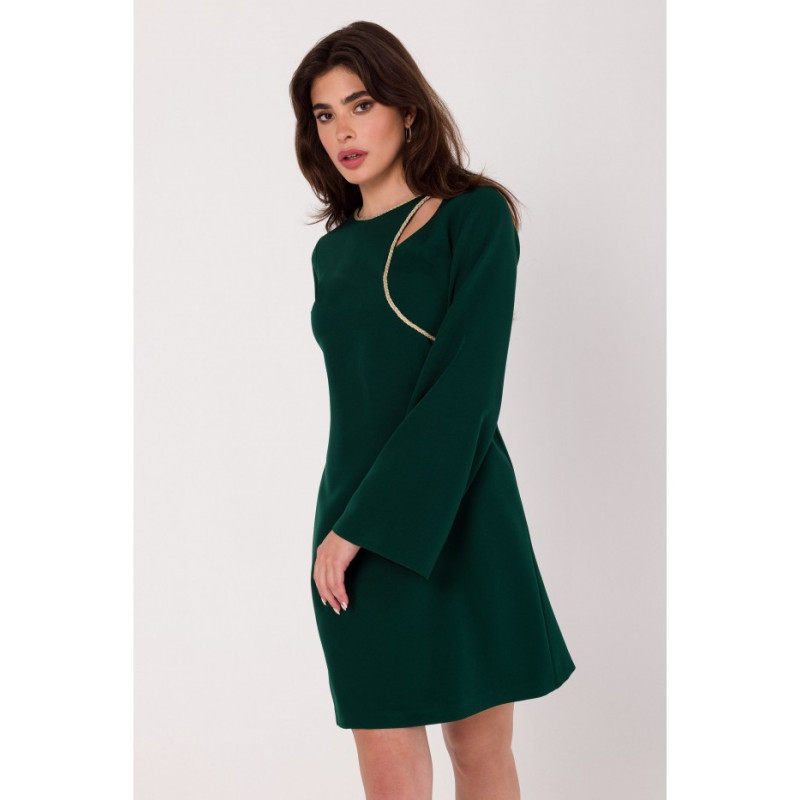 K181 Dress with teardrop neckline - bottle green