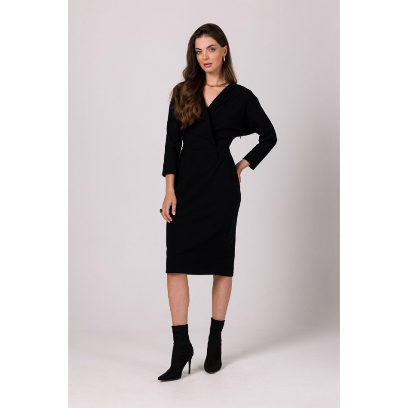 B271 Dress with envelope neckline - black