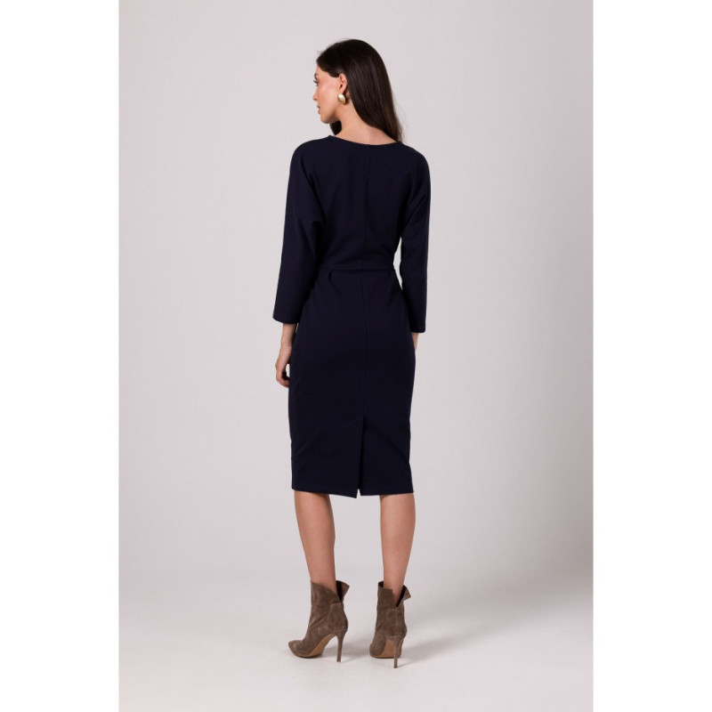 B271 Dress with envelope neckline - navy blue