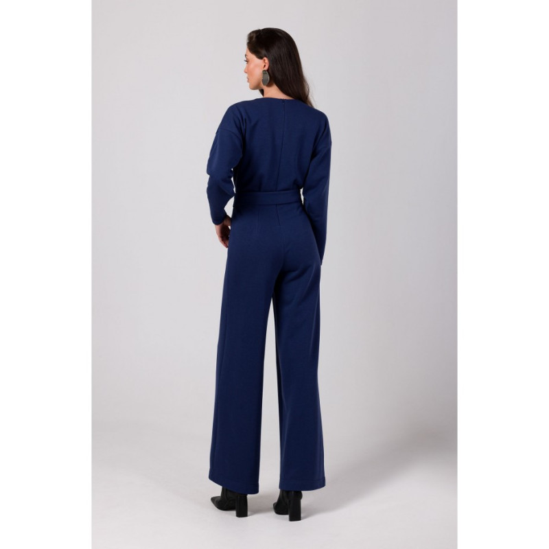 B272 Jumpsuit with neckline - blue