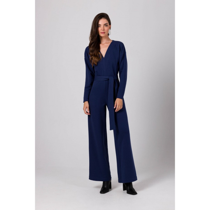 B272 Jumpsuit with neckline - blue