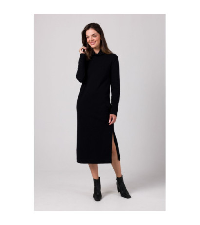 B274 Dress with half turtleneck - black