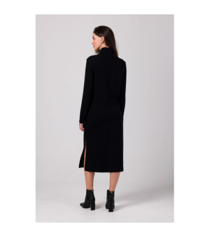 B274 Dress with half turtleneck - black