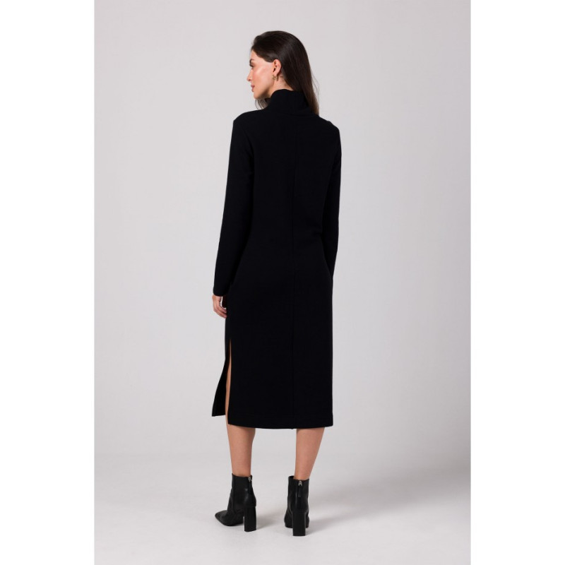 B274 Dress with half turtleneck - black