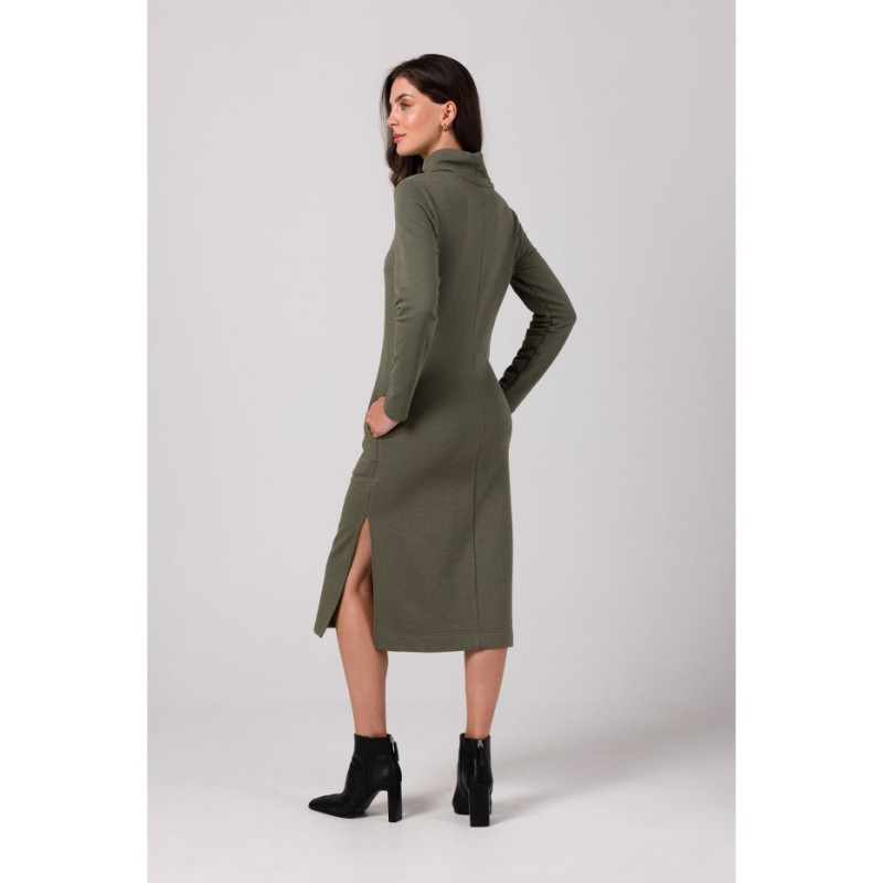 B274 Dress with half turtleneck - khaki