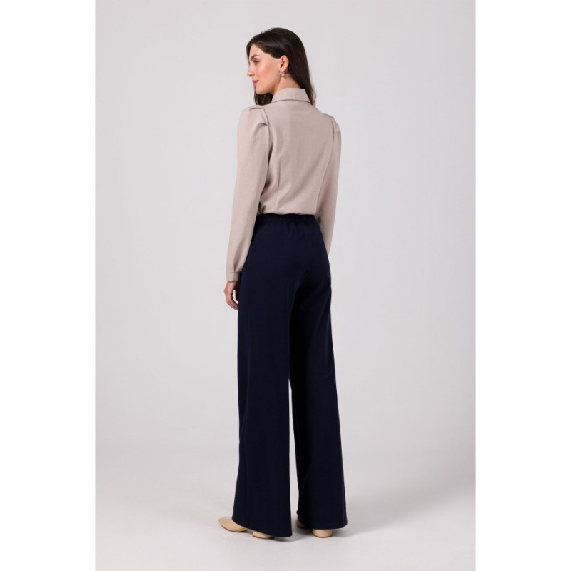 B275 Pants with stitching on the legs - navy blue