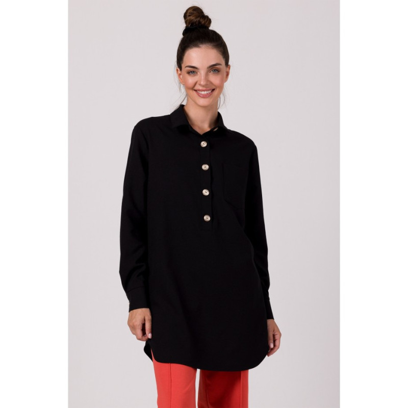 B276 Shirt tunic with collar - black