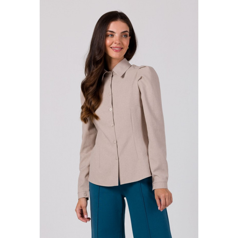 B277 Button-down shirt with collar - beige