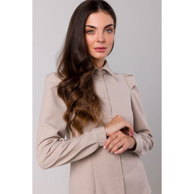 B277 Button-down shirt with collar - beige