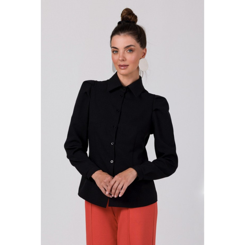 B277 Button-down shirt with collar - black