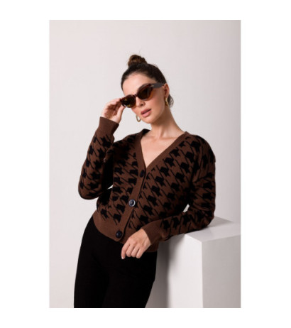 BK104 Short peplite pattern cardigan - brown