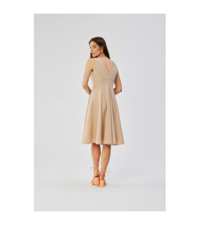 S358 Sleeveless flared dress - beige