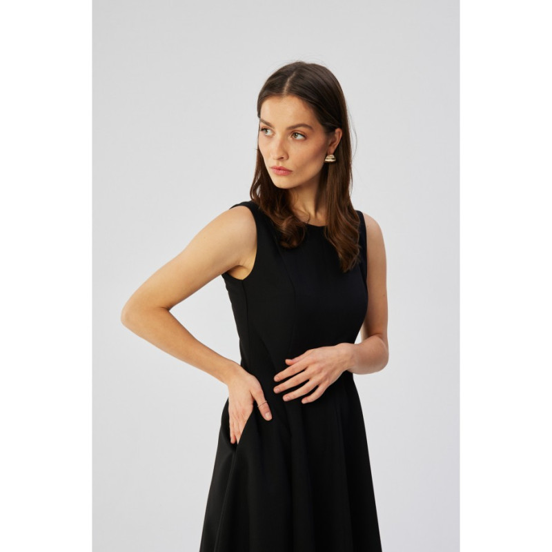 S358 Sleeveless flared dress - black