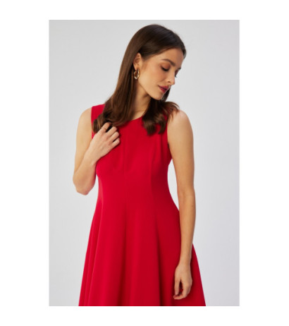 S358 Sleeveless flared dress - red