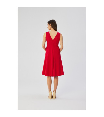 S358 Sleeveless flared dress - red