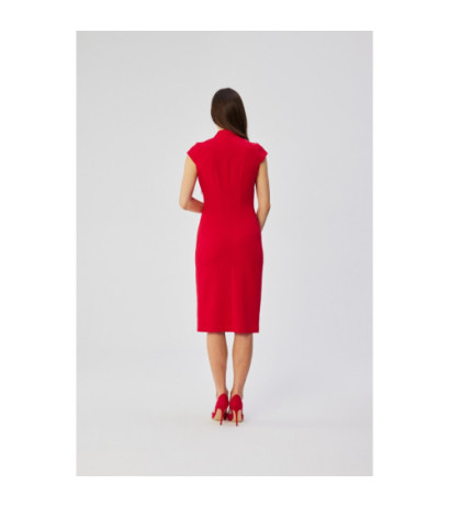 S359 Pencil dress with double neckline - red