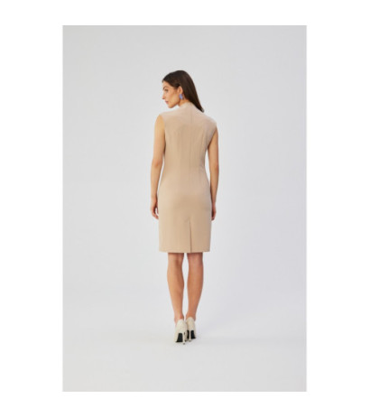 S360 Dress with fine overlap neckline - beige