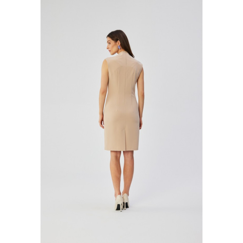 S360 Dress with fine overlap neckline - beige