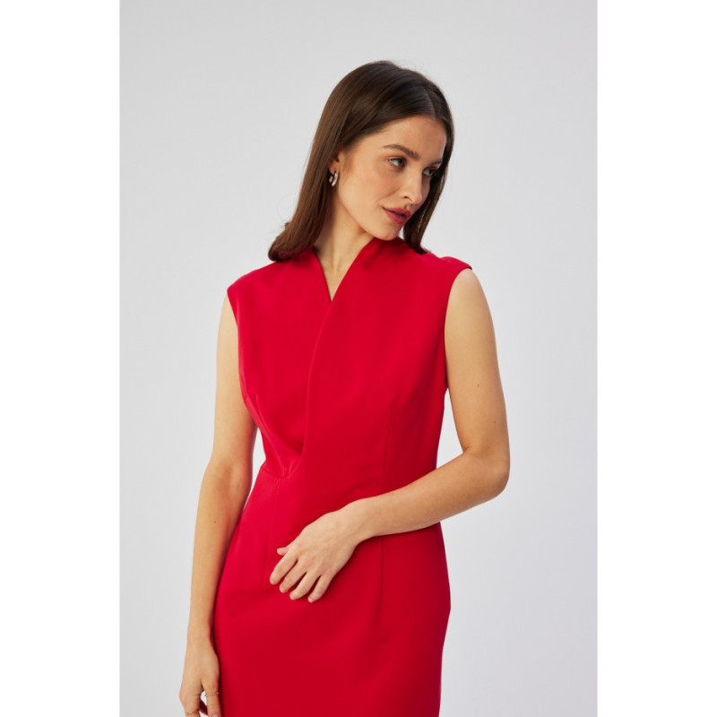 S360 Dress with fine overlap neckline - red