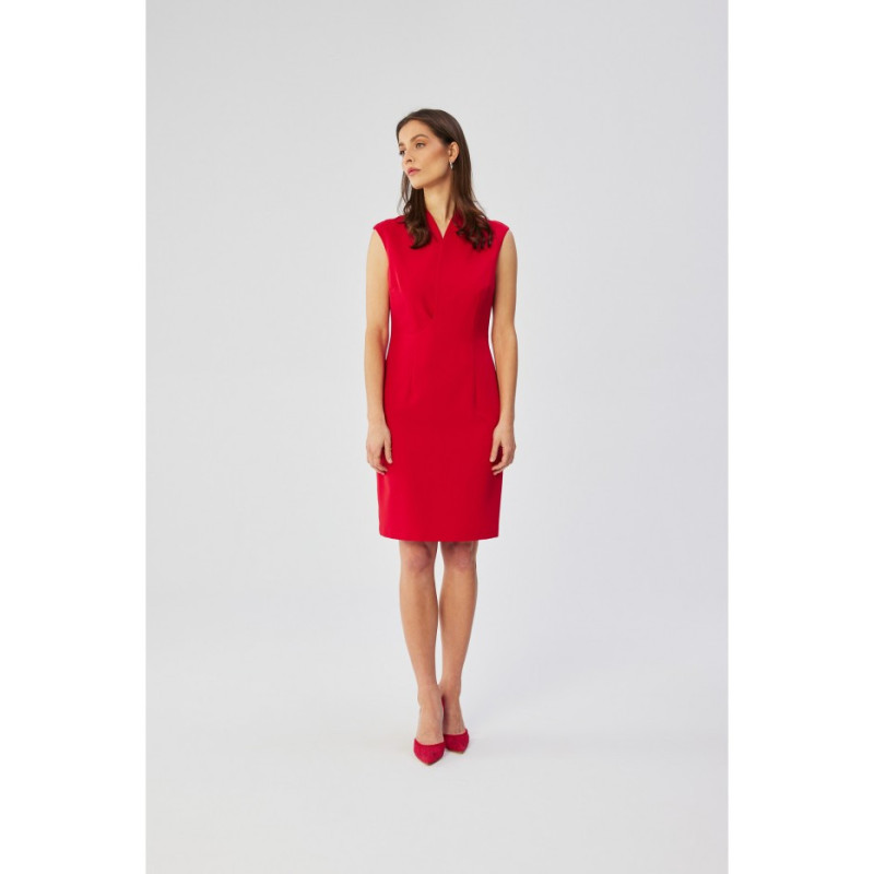 S360 Dress with fine overlap neckline - red