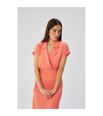 S363 Midi dress with collar - orange