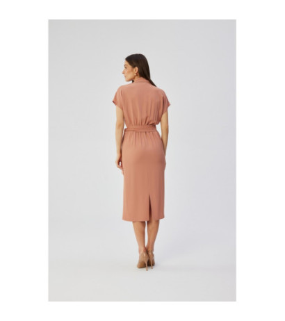 S363 Midi dress with collar - rose