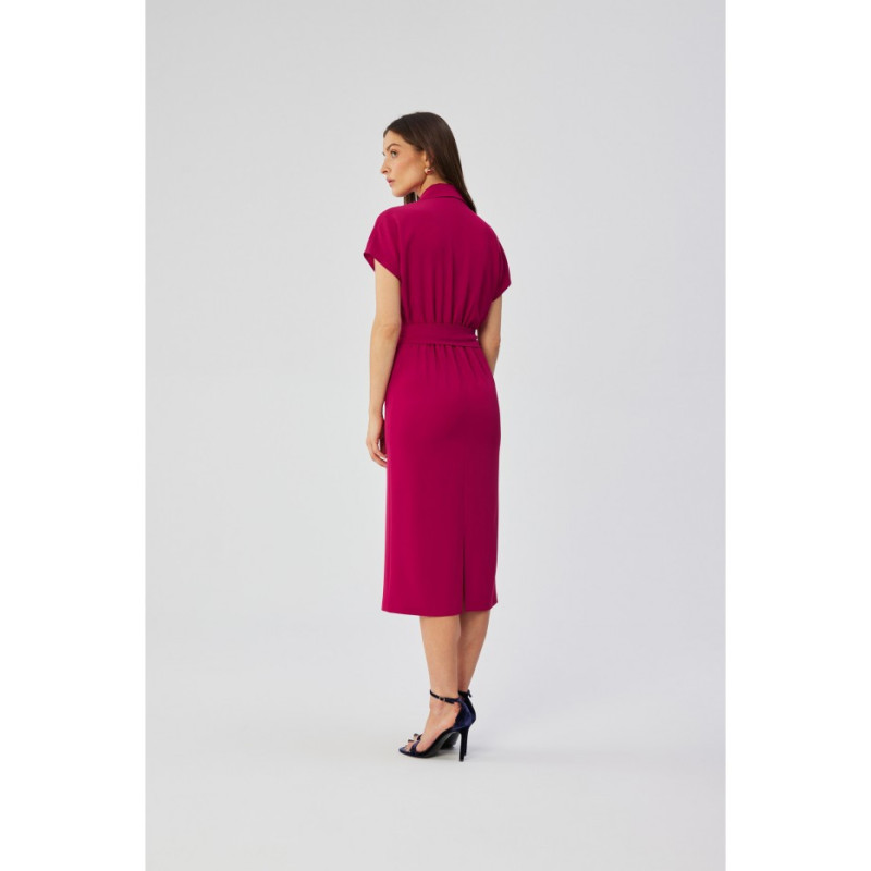 S363 Midi dress with collar - plum