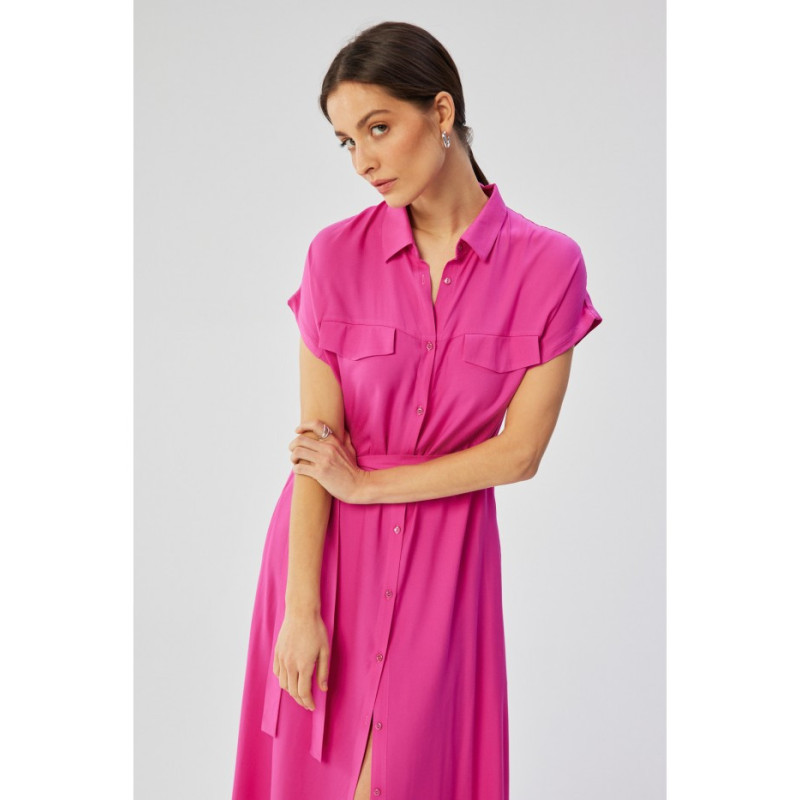 S364 Short-sleeved maxi spread dress - lilac