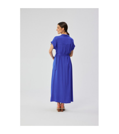 S364 Short-sleeved maxi spread dress - blue