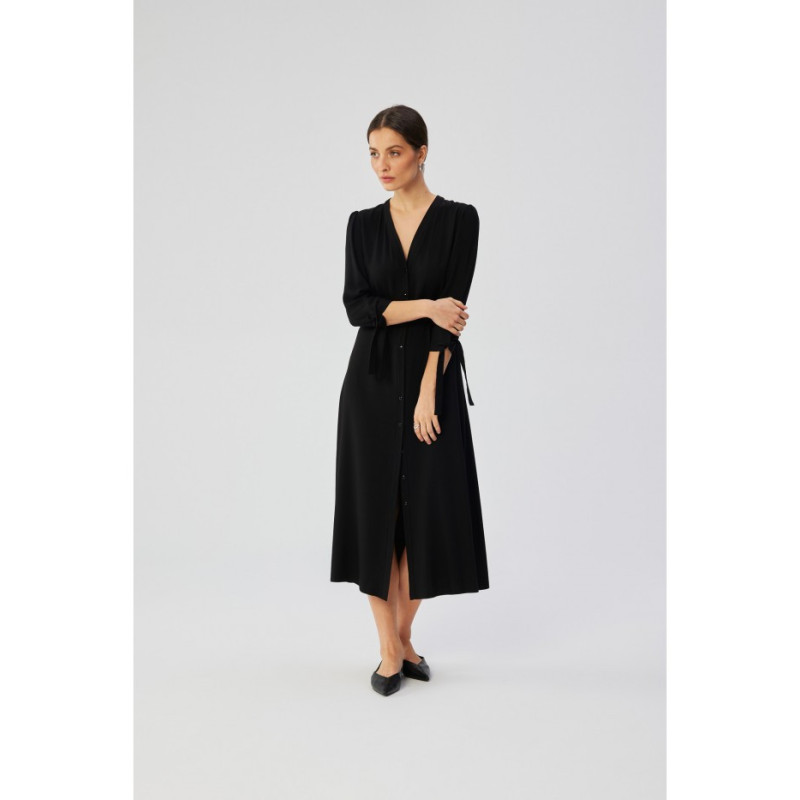 S365 Midi dress with tied cuffs - black