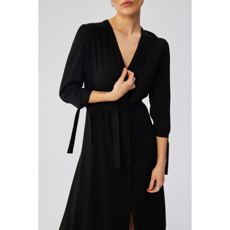 S365 Midi dress with tied cuffs - black