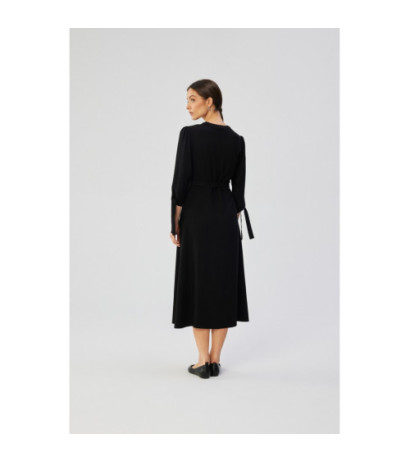 S365 Midi dress with tied cuffs - black