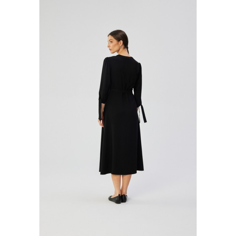 S365 Midi dress with tied cuffs - black