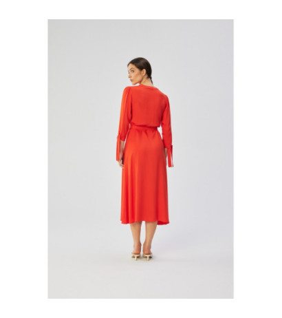 S365 Midi dress with tied cuffs - coral