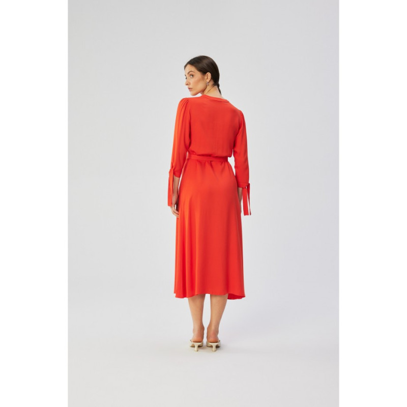 S365 Midi dress with tied cuffs - coral