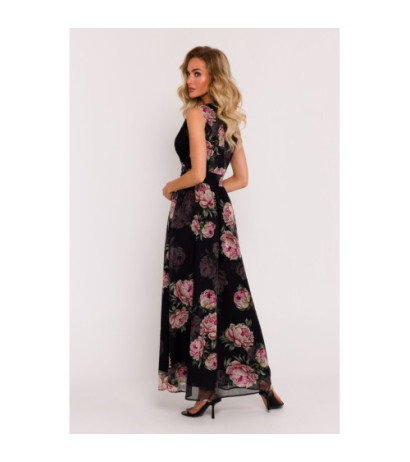 M781 Chiffon maxi dress with high slit - model 1