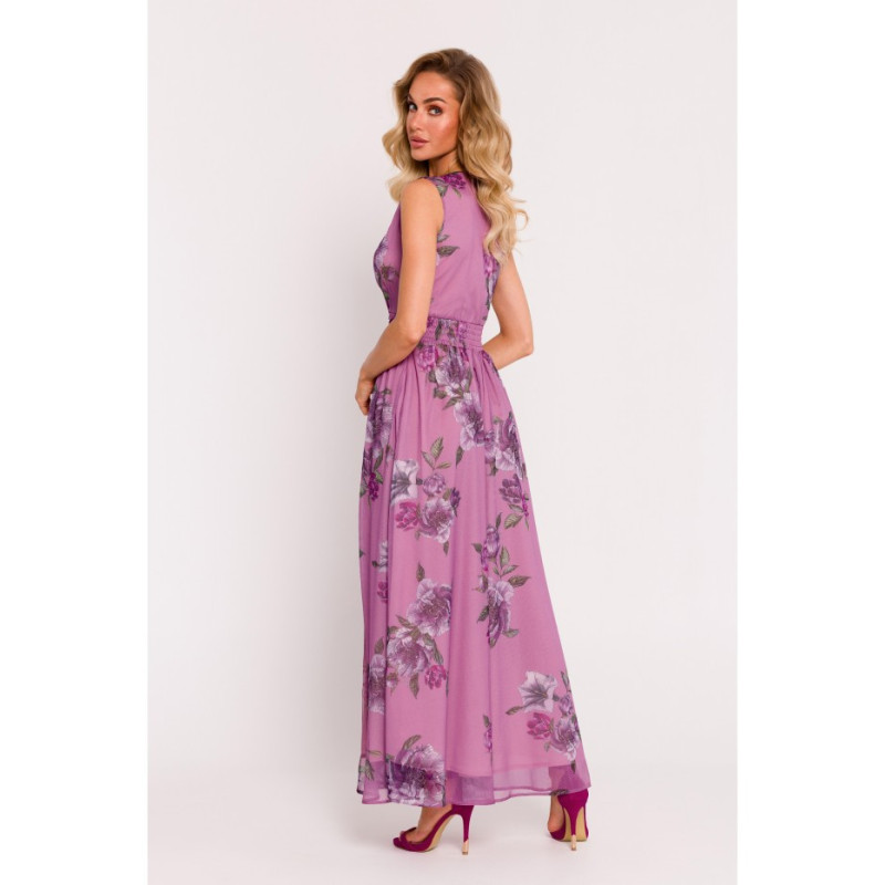 M781 Chiffon maxi dress with high slit - model 3