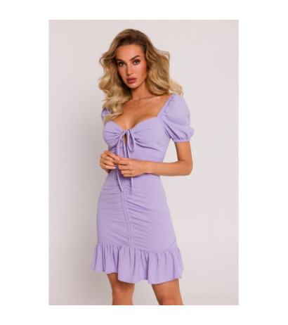 M784 Mini dress with tie at neckline - violet