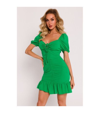 M784 Mini dress with tie at neckline - juicy green