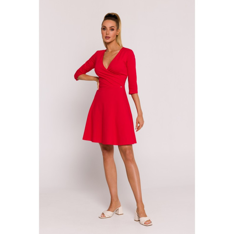 M786 Dress with overlap top - red