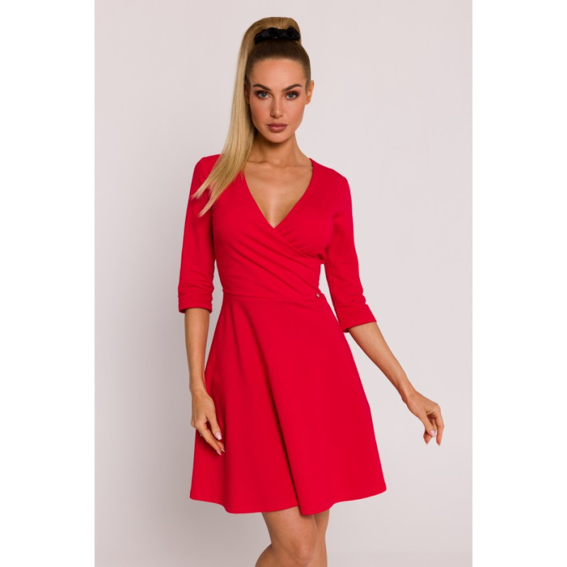 M786 Dress with overlap top - red