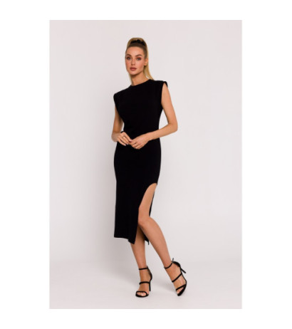 M787 Dress with leg cutout - black