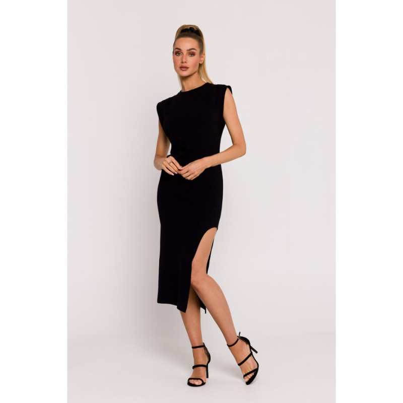 M787 Dress with leg cutout - black