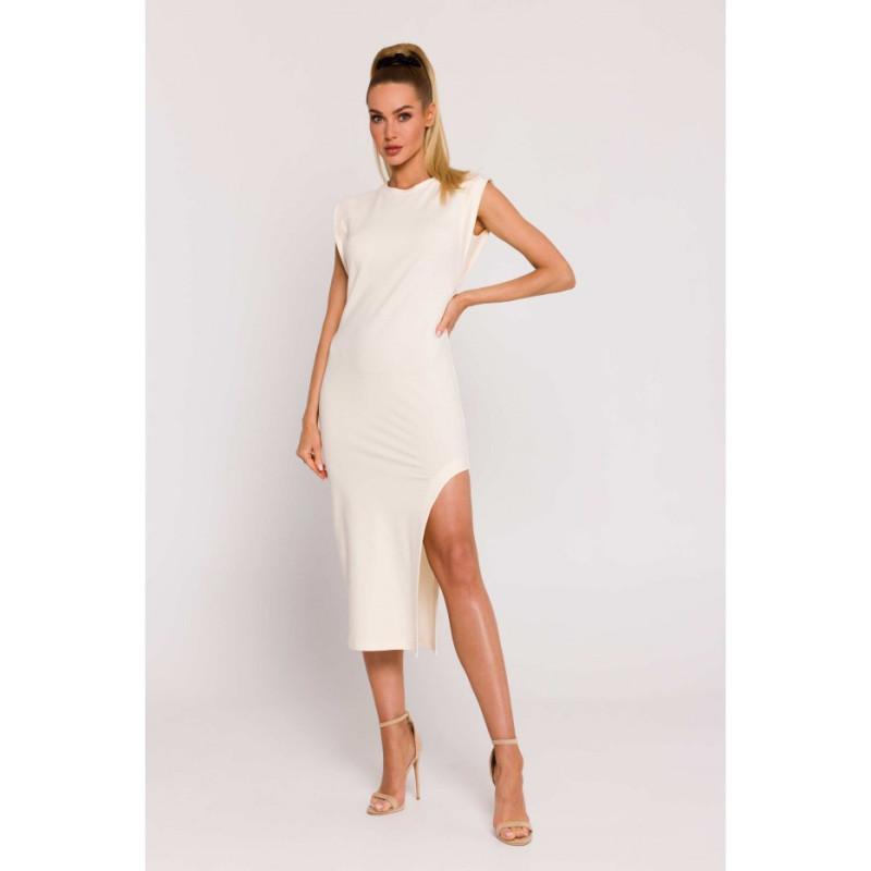 M787 Dress with leg cutout - cream