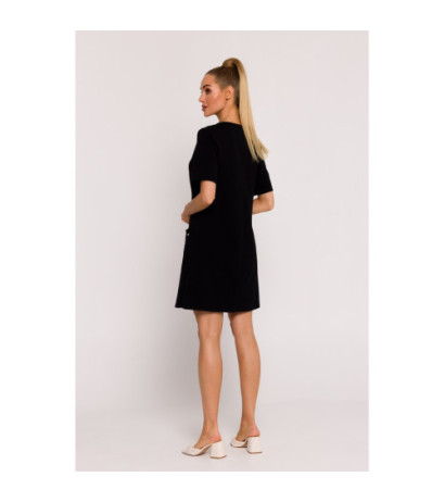 M788 Trapeze dress with pockets - black